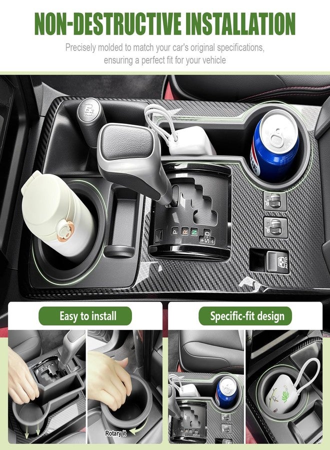 Qyebbk Upgrade Cup Holder Inserts for 2014-2024 Toyota 4Runner Center Console Cupholder Coaster Liner Replaces Mat for 4 Runner Interior Accessories Black(Center Console Left Front+Rear, 2PCS) - Image 3