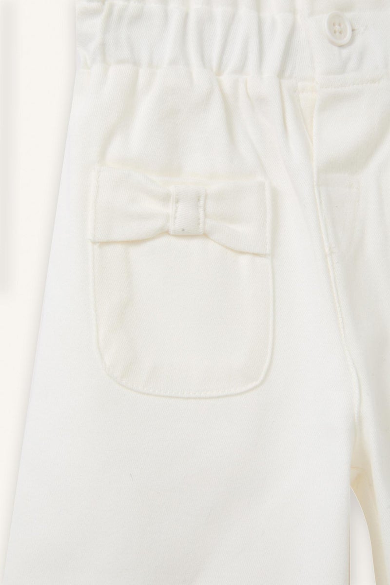 DeFacto Beige BabyGirl Baby Girl Paperbag Gabardine Tousers Casual - Image 3