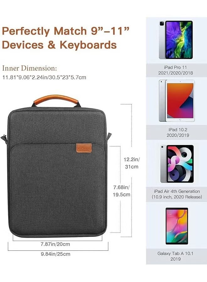 9-11 Inch Tablet Sleeve Bag, Fits for iPad air 5 10.9 2022, iPad Pro 11 M2 2022-2018, iPad 10th 10.9, Air 4 10.9, Tab S8 2022, Handle Carrying Case with Shoulder Strap, Black - Image 5