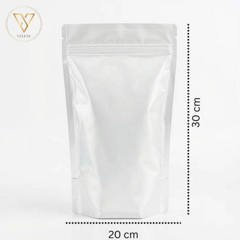 VELEXE Transparent Stand-Up Ziplock Storage Pouches | 300mm*200mm | 1 KG | Pack of 50 | Air-Tight, Resealable, Leakproof Storage Pouches with Self Sealing Technology - Image 2