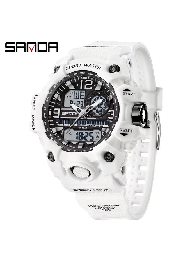Sanda 3353 Fashionable And Cool Watch women Outdoor Swimming Sports Waterproof Watch Junior High School Students Multi-Functional Dual Display Electronic Watch - Image 1