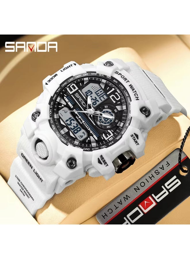 Sanda 3353 Fashionable And Cool Watch women Outdoor Swimming Sports Waterproof Watch Junior High School Students Multi-Functional Dual Display Electronic Watch - Image 2