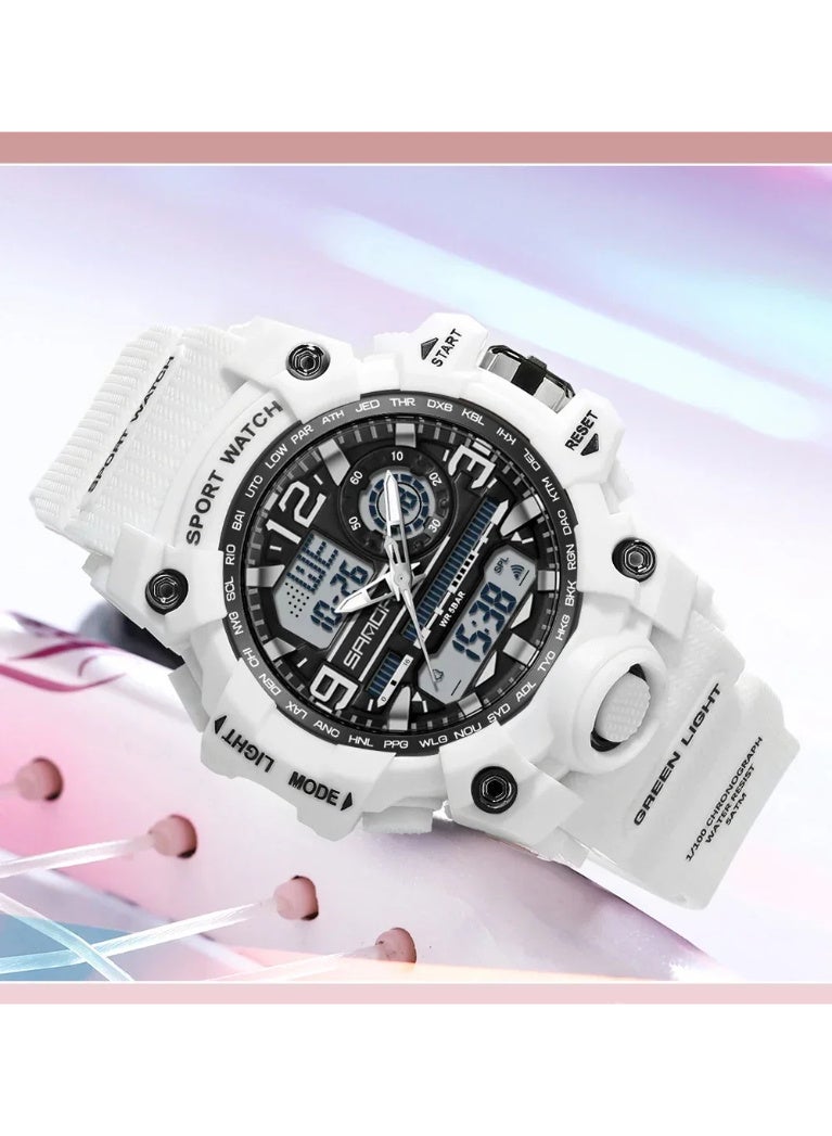 Sanda 3353 Fashionable And Cool Watch women Outdoor Swimming Sports Waterproof Watch Junior High School Students Multi-Functional Dual Display Electronic Watch - Image 3