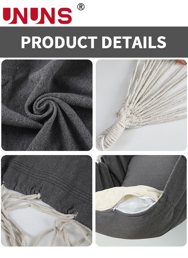 UNUNS - Hammock Swing Chair,Hanging Rope Swing With 1 Cushion,1 Pillow,1 Storage Pouch,Max 300 Lbs,Quality Cotton Weave For Superior Comfort Durability Perfect For Outdoor,Home,Bedroom,Patio,Yard - Image 1