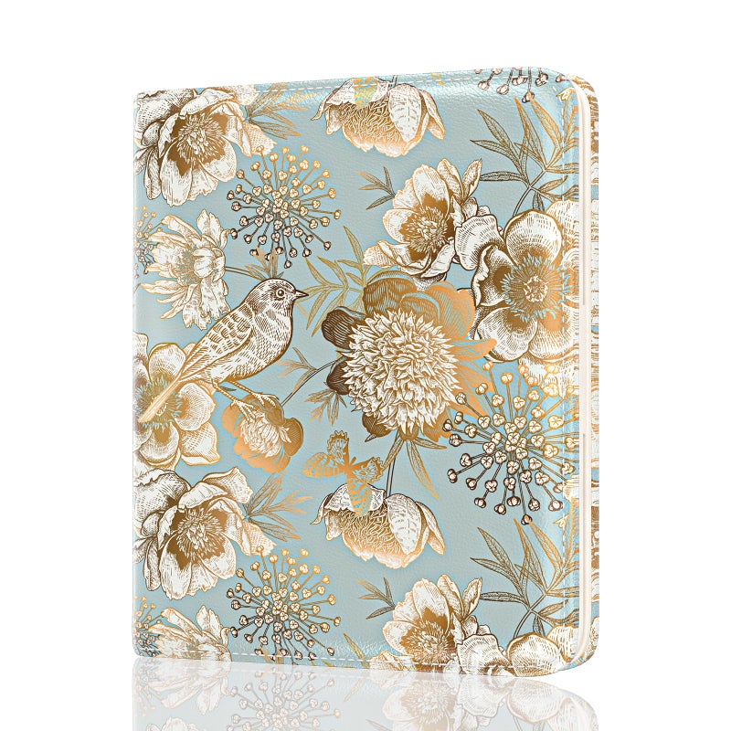 Rouidr Womens Wallet, RFID Small Slim Wallet for Women, Cute Bifold Leather Pocket Credit Card Holder Ladies Mini Purse with Zipper Coin Pocket & ID Window, Flower Birds - Image 1