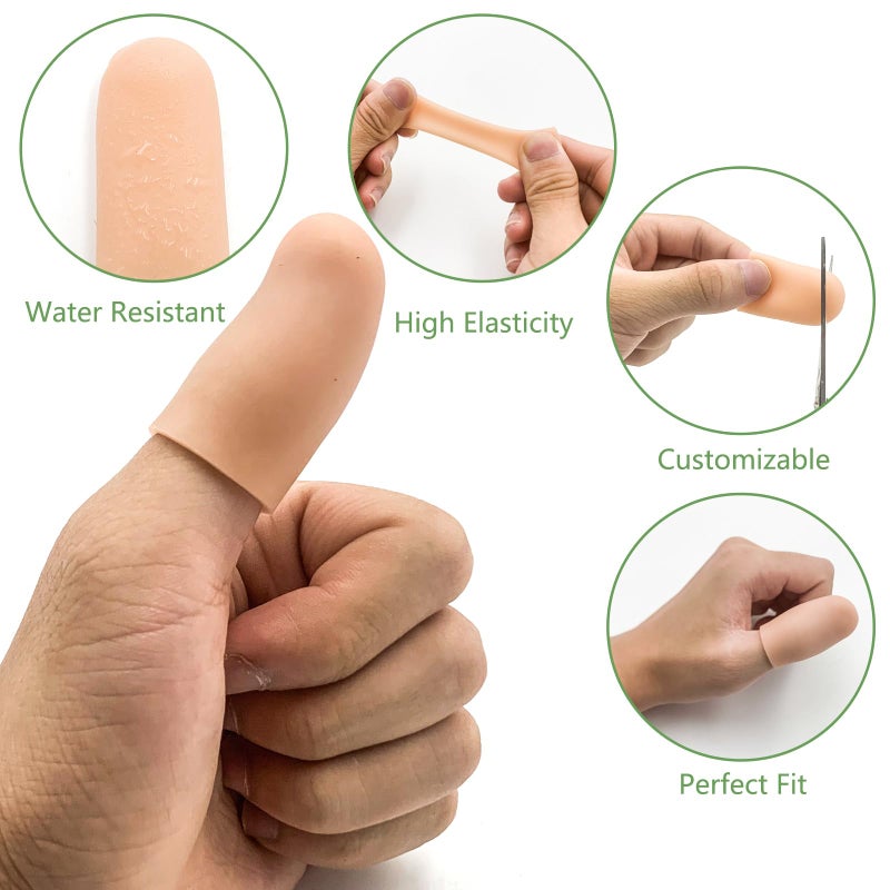 TYTDOUTER Gel Finger Cots for Thumbs, 10 Pcs Silicone Finger Caps, Rubber Finger Protector Covers for Trigger, Arthritis, Cracking, Peeling, Hangnail, Callus and Pain Relief, (Nude, Medium) - Image 2