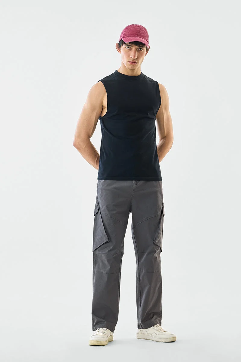 SNITCH Grey Grey Solid Loose Fit Streetwear Cargo for Men | Best Price UAE