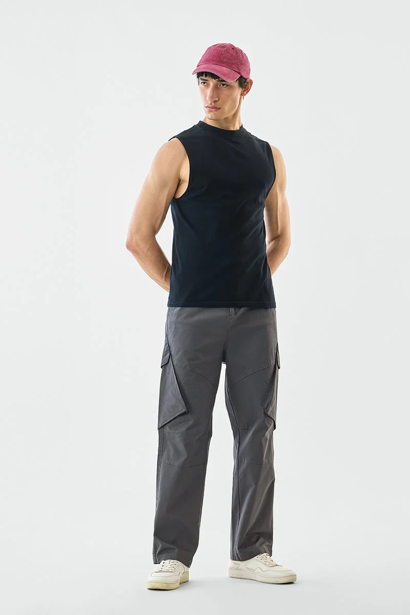 SNITCH Grey Solid Loose Fit Streetwear Cargo