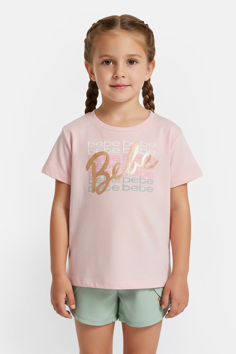 bebe Toddlers Girl 2 Pieces Graphic Print Top And Shorts Set, Multicolor - Image 1