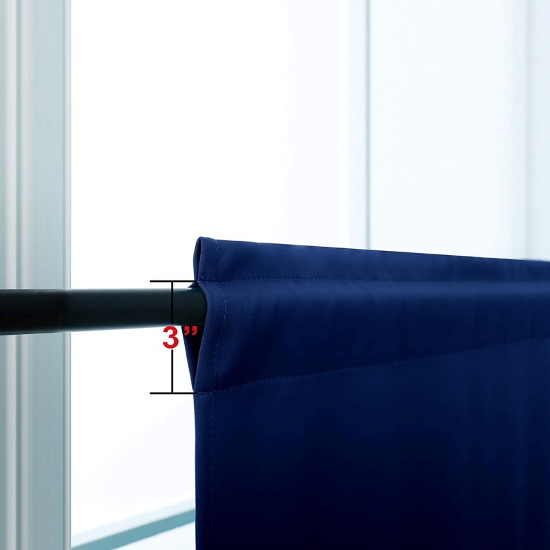 KOUFALL Navy Blue Small Window Curtains, Thermal Short Blackout Curtains for Kitchen Window Over Sink Bathroom Cabinet Bedroom, 34w x 24 Inch Length, Dark Blue - Image 4