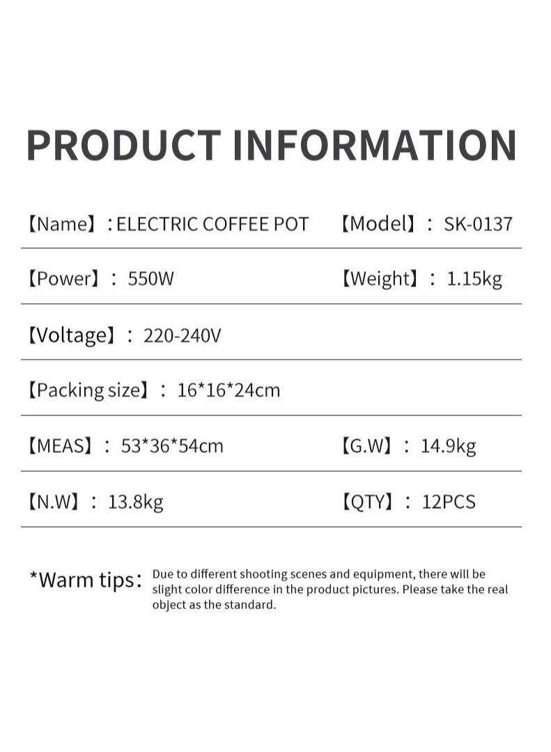 سوكاني ماكينة صنع القهوة التركية بالحليب بقوة 550 وات، سعة 4 أكواب، وظيفة التخمير البطيء، SK-0137 أسود - Image 5