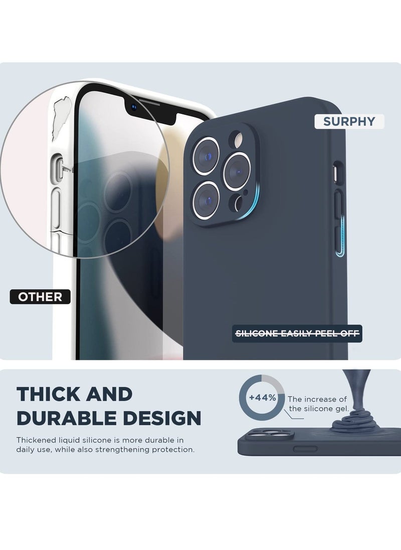 Designed for iPhone 14 Pro Max Case with Screen Protector, (with Camera Protection + Soft Microfiber Lining) Liquid Silicone Phone Case, Midnight Blue