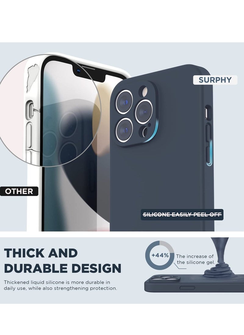 Designed for iPhone 14 Pro Max Case with Screen Protector, (with Camera Protection + Soft Microfiber Lining) Liquid Silicone Phone Case, Midnight Blue