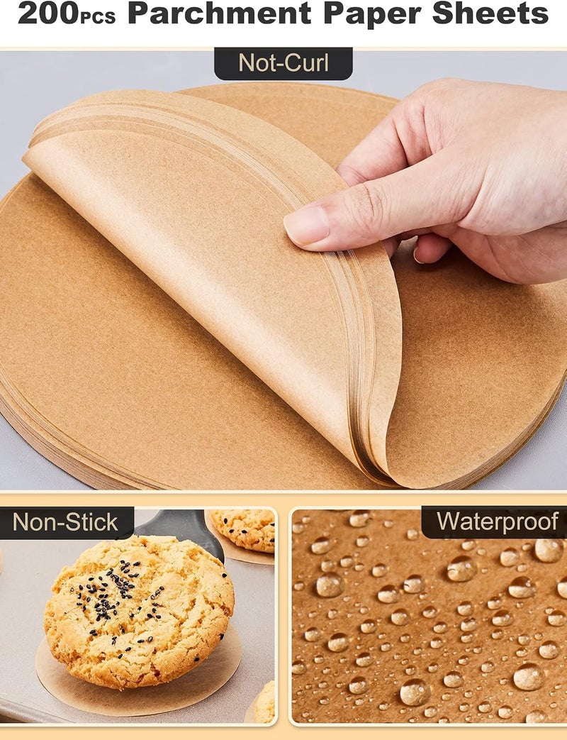 MAKINGTEC Round Parchment Paper, 8 Inch Set of 200, Unbleached Baking Sheets for Springform Pan, Cake Pan, Air Fryer, Grilling, Steaming Bread and More - Image 3