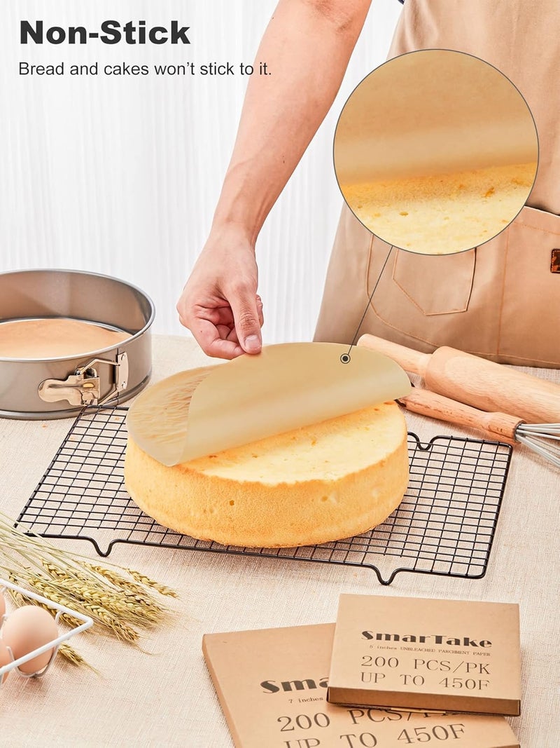 MAKINGTEC Round Parchment Paper, 8 Inch Set of 200, Unbleached Baking Sheets for Springform Pan, Cake Pan, Air Fryer, Grilling, Steaming Bread and More - Image 2
