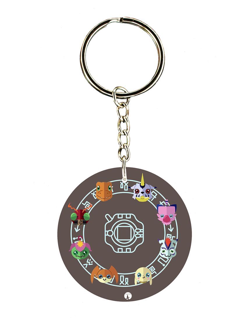 Anime Digimon Double Side Printed Keychain