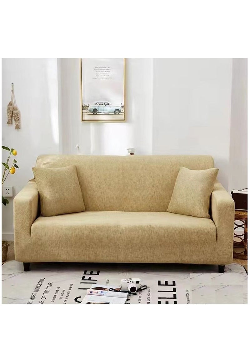 جولدن ميليون غطاء أريكة منزلق للكرسي بذراعين مع أشرطة مطاطية وواقي أثاث قابل للغسل ومضاد للانزلاق وقابل للتمدد لديكور المنزل (مقعدين) الوسائد غير متضمنة - Image 1