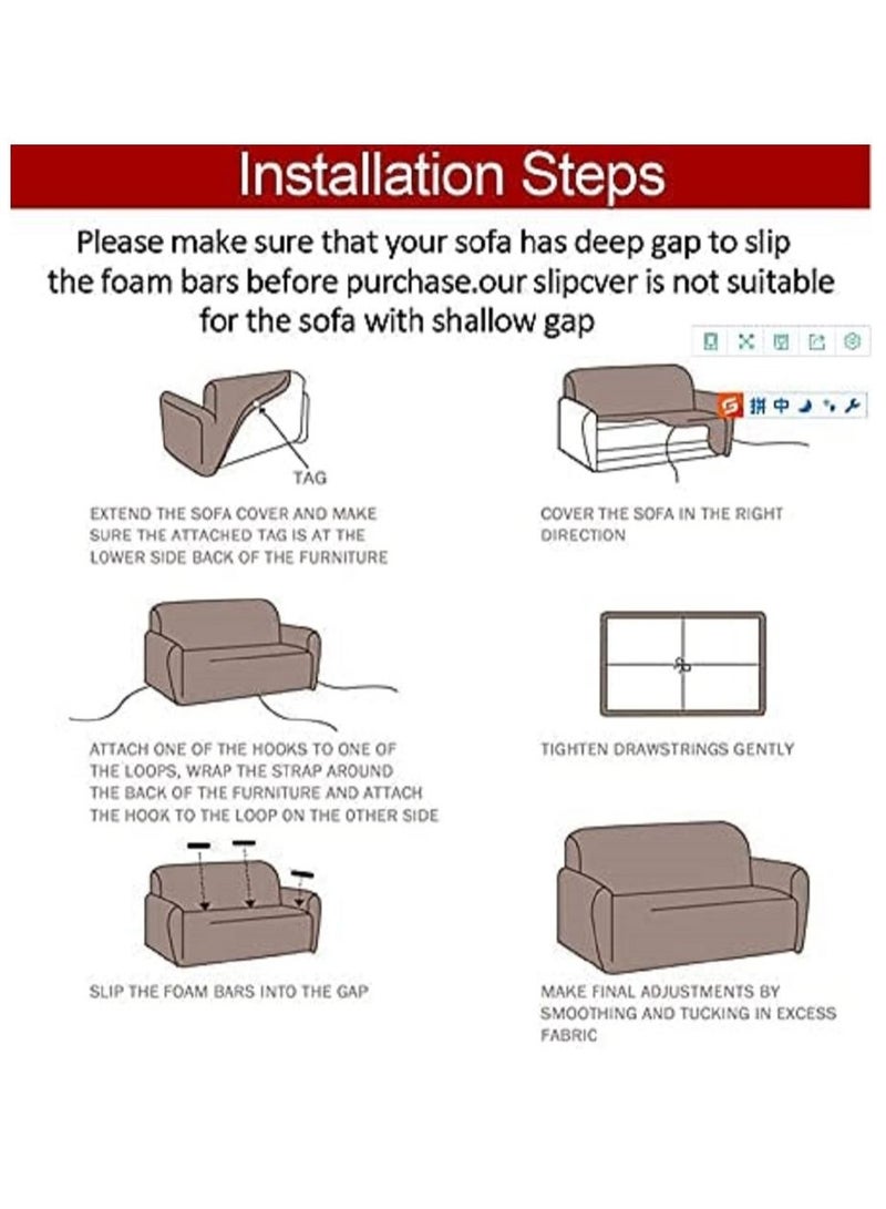 جولدن ميليون غطاء أريكة منزلق للكرسي بذراعين مع أشرطة مطاطية وواقي أثاث قابل للغسل ومضاد للانزلاق وقابل للتمدد لديكور المنزل (مقعدين) الوسائد غير متضمنة - Image 2