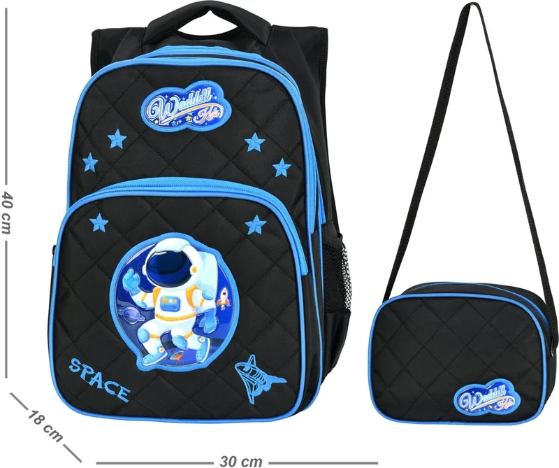 Waddell Licensed Astronaut Emboss Primary School Backpack and Lunchbox