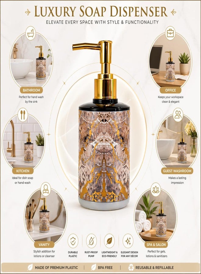 LAGET® 300ml Soap Dispenser for Wash Basin - Marble Golden Lightning Shower Print | Kitchen and Bathroom Accessories Items | Refillable Handwash Dispenser Bottle- Set of 3 (Dark) - Image 4