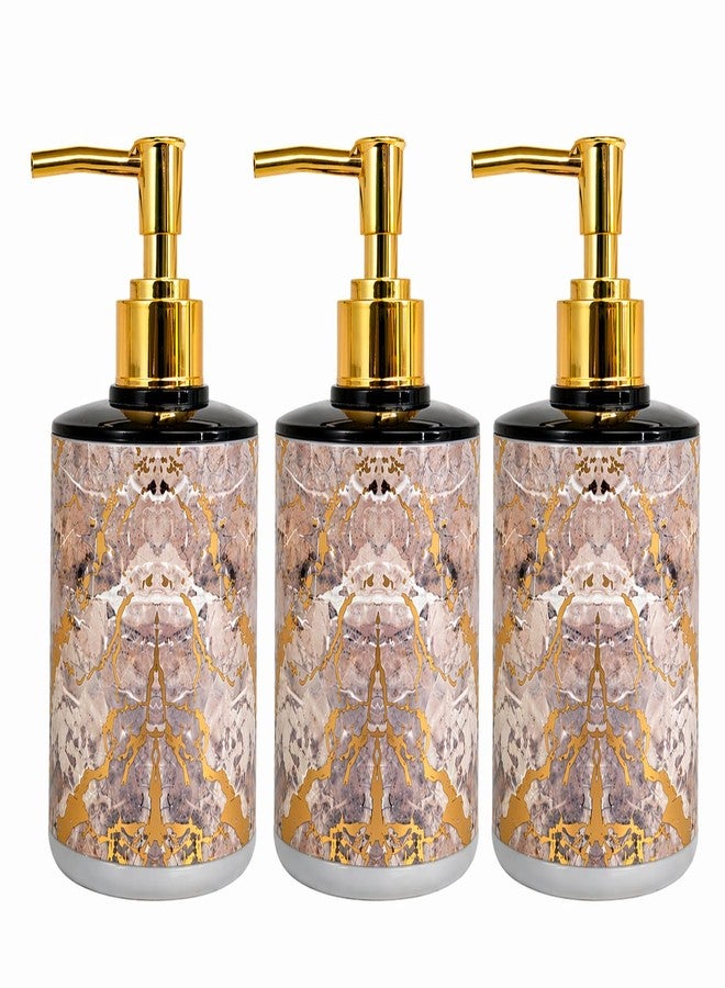 LAGET® 300ml Soap Dispenser for Wash Basin - Marble Golden Lightning Shower Print | Kitchen and Bathroom Accessories Items | Refillable Handwash Dispenser Bottle- Set of 3 (Dark) - Image 5