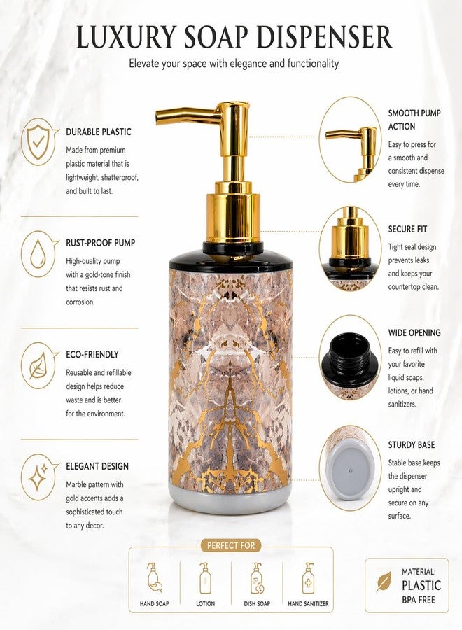 LAGET® 300ml Soap Dispenser for Wash Basin - Marble Golden Lightning Shower Print | Kitchen and Bathroom Accessories Items | Refillable Handwash Dispenser Bottle- Set of 3 (Dark) - Image 3