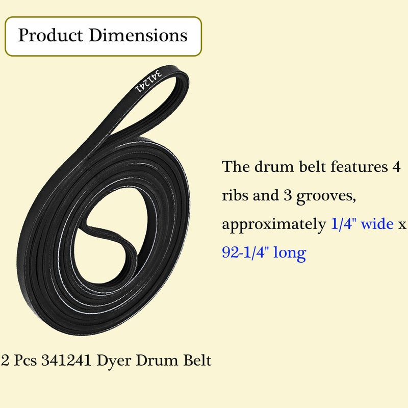 Cykemo 341241 Dryer Drum Belt - Replacement For Whirlpool Kenmore Dryer Part Ap2946843  Fsp341241  W10127457  3394651  8066065  Ps346995  14210003  31001026  31531589  529597 (2Pack) - Image 4