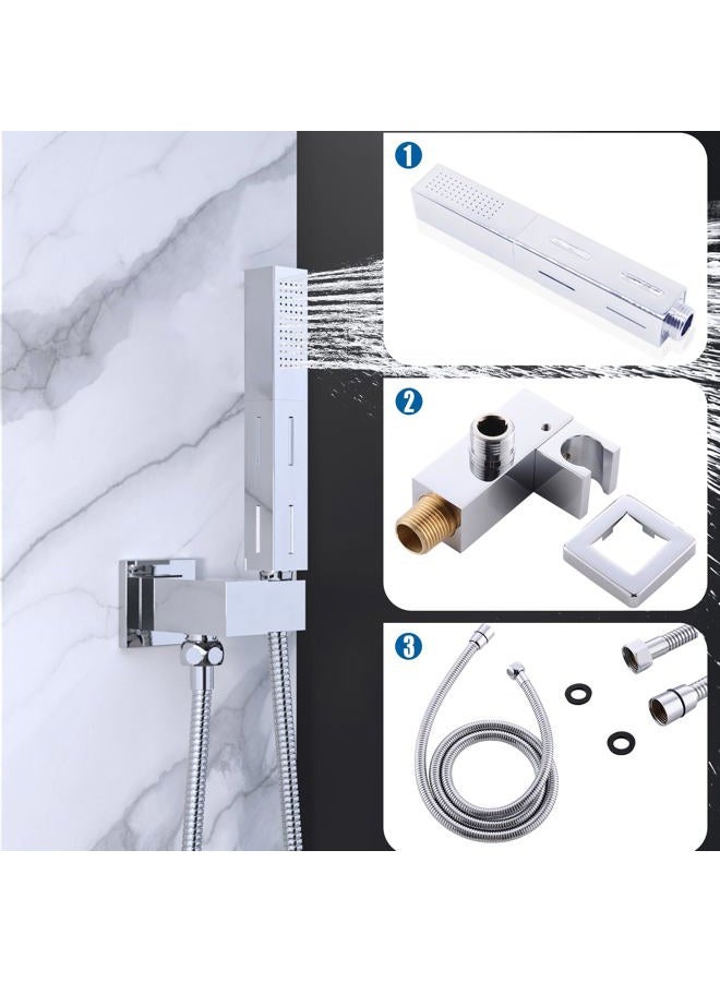 Drettyer High Pressure Shower Head With Handheld, 2 Spray Settings Handheld Shower Heads With 59" Stainless Steel Hose And Adjustable Shower Bracket,Solid Brass Corrosion Resistant,Chrome - Image 5