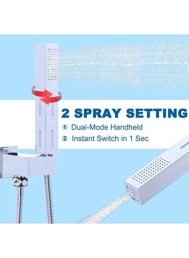 Drettyer High Pressure Shower Head With Handheld, 2 Spray Settings Handheld Shower Heads With 59" Stainless Steel Hose And Adjustable Shower Bracket,Solid Brass Corrosion Resistant,Chrome - Image 2