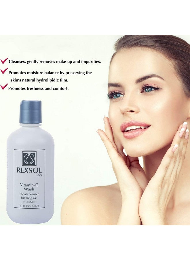 REXSOL Vitamin C Foaming Gel Face Wash | Anti-Aging Cleanser for Sensitive Skin | Natural Daily Facial Cleanser with Vitamins A & E - 8.1 OZ - Image 3