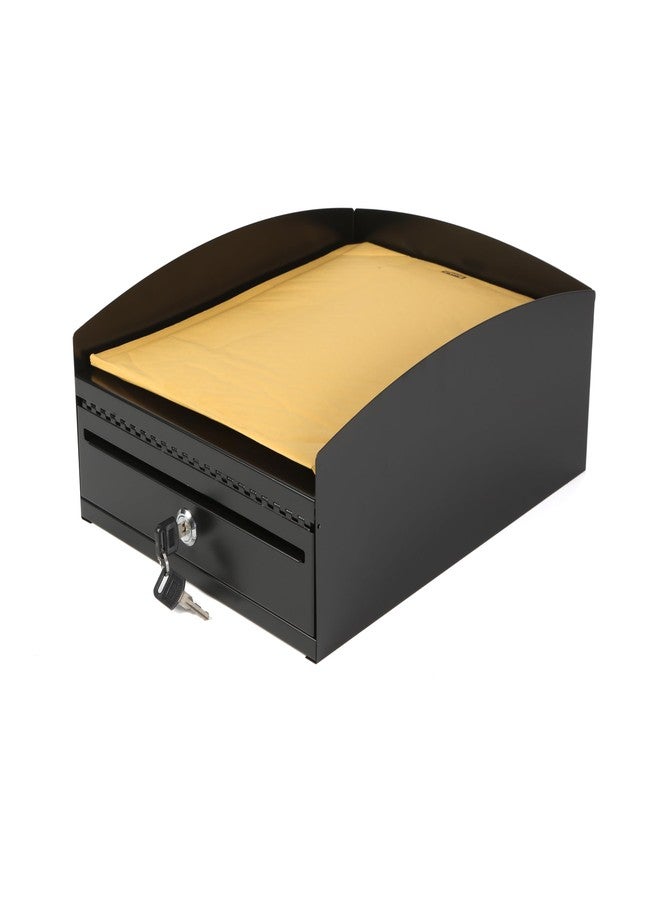 Huron Locking Desktop Inbox Tray, Black Commercial Grade Steel - Image 1