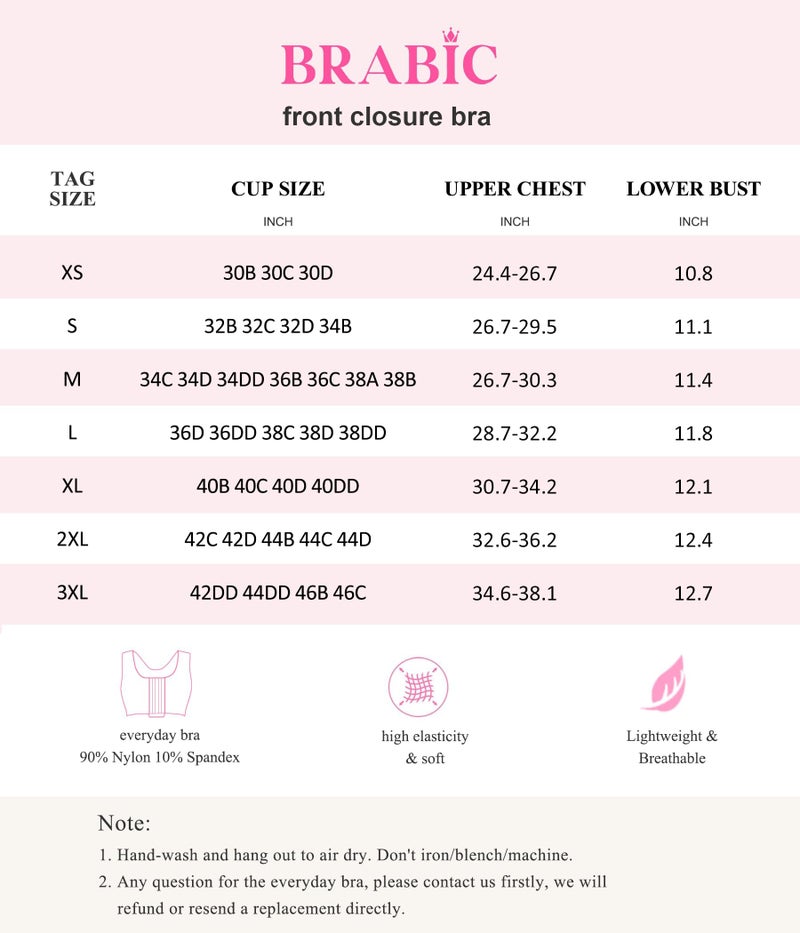 BRABIC Women Front Closure Post Surgery Compression Everyday Bras for Mastectomy Support with Adjustable Straps Wirefree (Medium, White) - Image 5