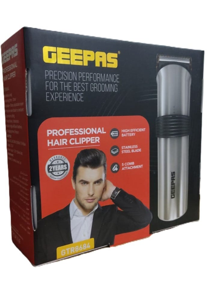 GEEPAS GEEPAS Professional Hair Clipper Electric And Beard Trimmer With High Capacity Battery, Includes 5 Comb Attachments, Brush, Oil Stainless Steel Blade And Sharp Adjustable Cordless Using GTR8684  - Image 4