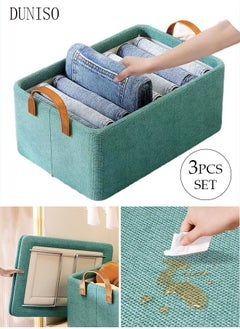 DUNISO 3pcs Foldable Closet Storage Organizer,Wardrobe Clothes Organizer for Clothes Jeans Washable Closet Storage Boxes with Carrying Handles Cube Storage Bin for Home Bedroom Office  - Image 1
