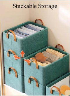 DUNISO 3pcs Foldable Closet Storage Organizer,Wardrobe Clothes Organizer for Clothes Jeans Washable Closet Storage Boxes with Carrying Handles Cube Storage Bin for Home Bedroom Office  - Image 5