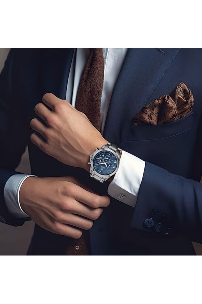 BENYAR Mens Watches Multifunction Chronograph Date Quartz Watch for Men Stainless Steel Band Wrist Watch Gift for Men Casual Business - Image 3