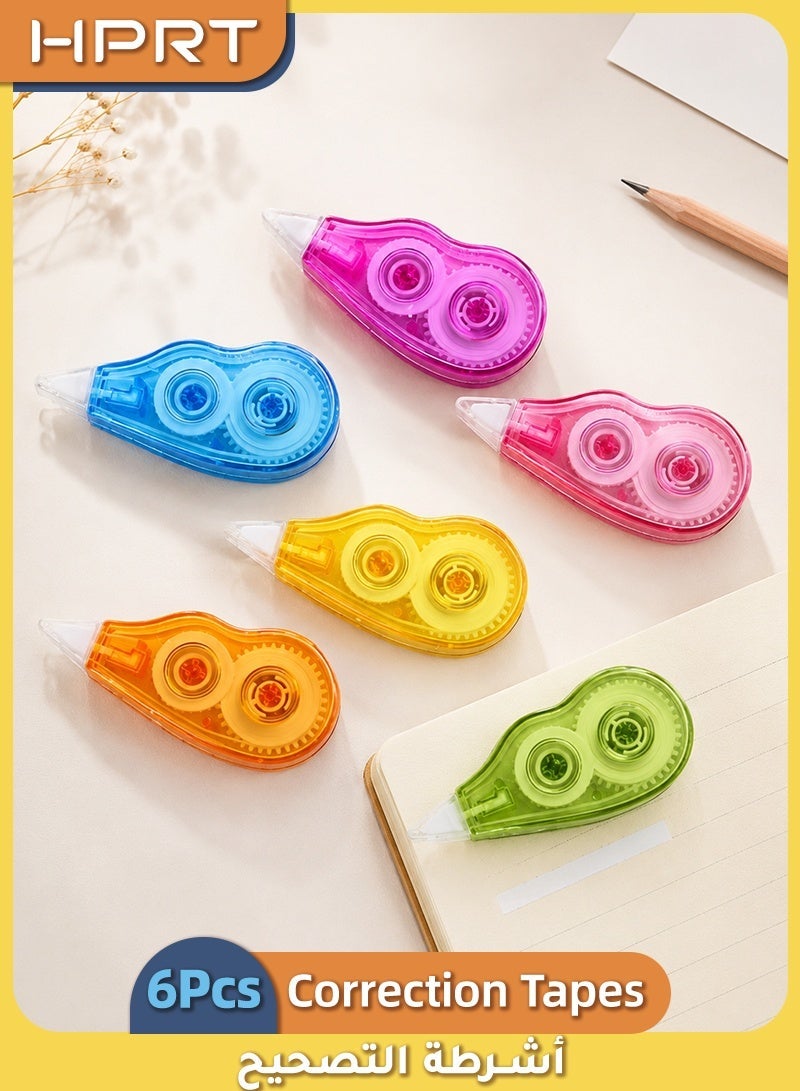 HPRT Mini Correction Tape 6 Pcs, Correction Tapes with Colorful Plastic Shell, Compact White Out Tape for School, Office, Homework, Notes and Daily Writing Supplies (Multicolor, 6.5 × 3 cm Each) - Image 1