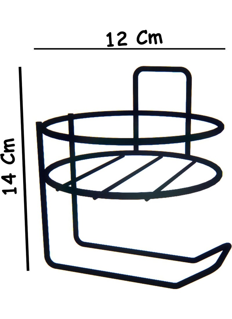 Zabata - Adhesive Toilet Roll Holder Hanger Matte Black Metal Toilet Roll Holder Round Model - Image 1