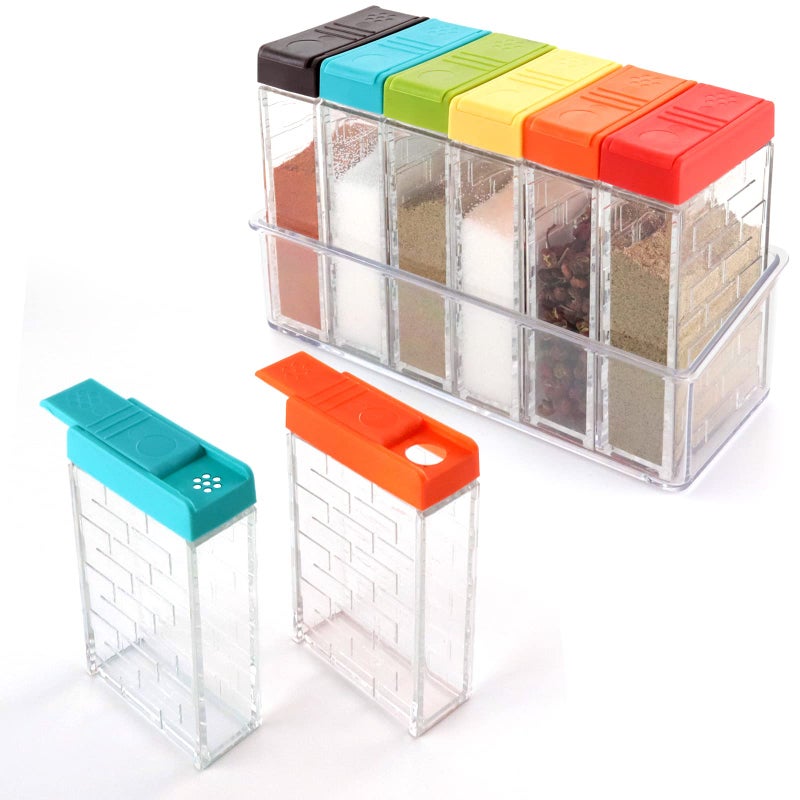 URALFA Spice Shaker Jars Plastic Seasoning Shaker Box Condiment Set for Travel Seasoning Storage ContainersColor