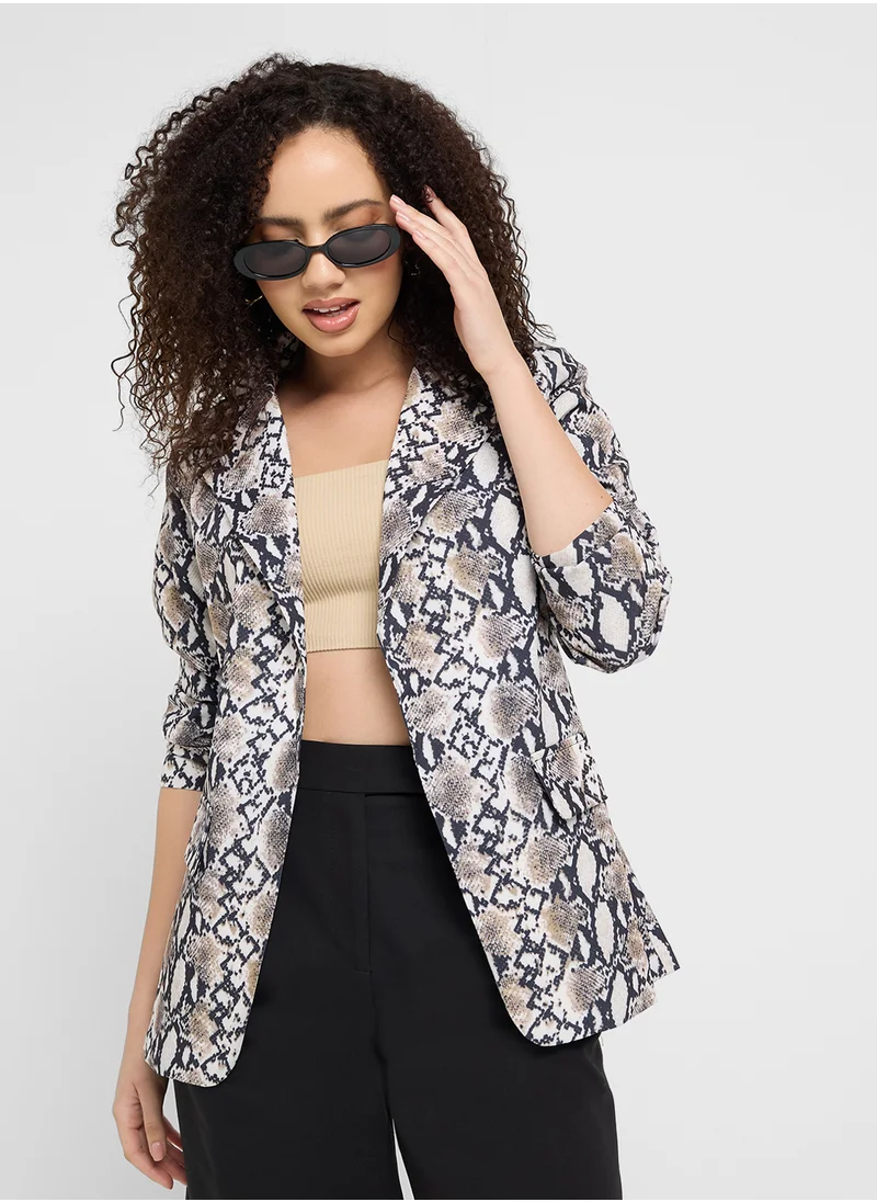 Ginger Animal Print Longline Blazer