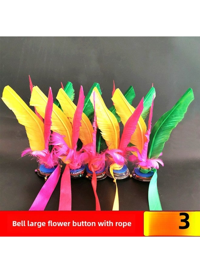 Shuttlecock Children's Primary School Competition Special Kindergarten With Rope Kicking Shuttlecock Chicken Feather Key Adult Fitness Shuttlecock-Color:Pack Of 10: Free Sports Bracelets-Specifications:Bell Flower Shuttlecock Sling  - Image 1
