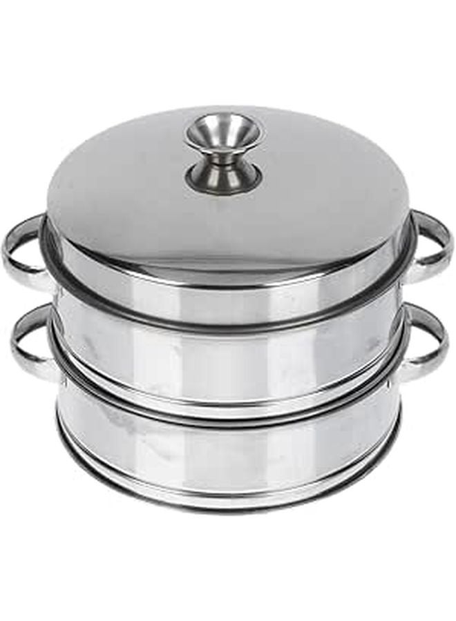 Stainless Steel Double Layer Steamer Basket With Lid For Dumplings Buns Kitchen - Image 1