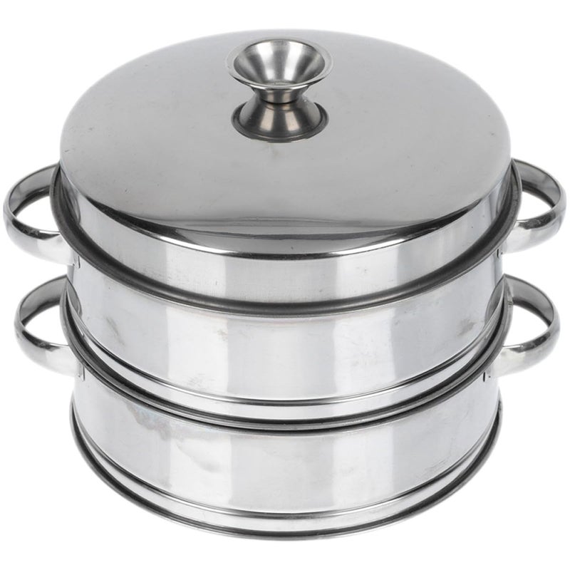Stainless Steel Double Layer Steamer Basket With Lid For Dumplings Buns Kitchen - Image 2