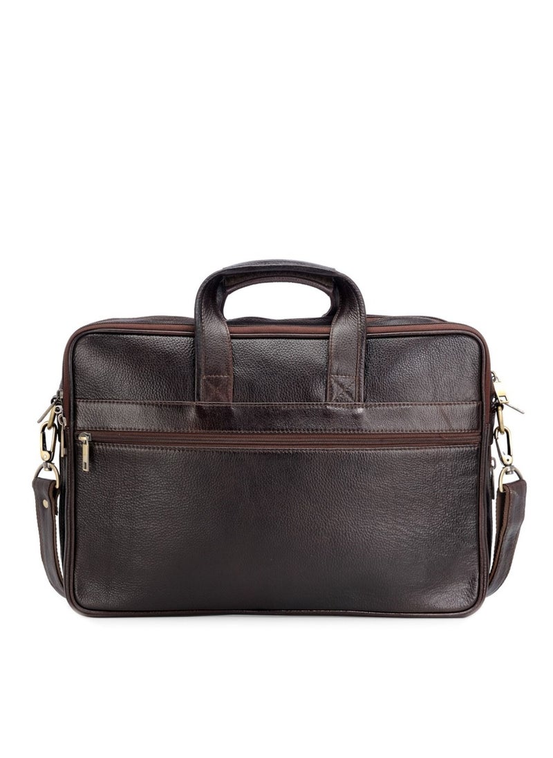 TEAKWOOD Real Genuine Leather Brown Laptop Bag  - Image 3