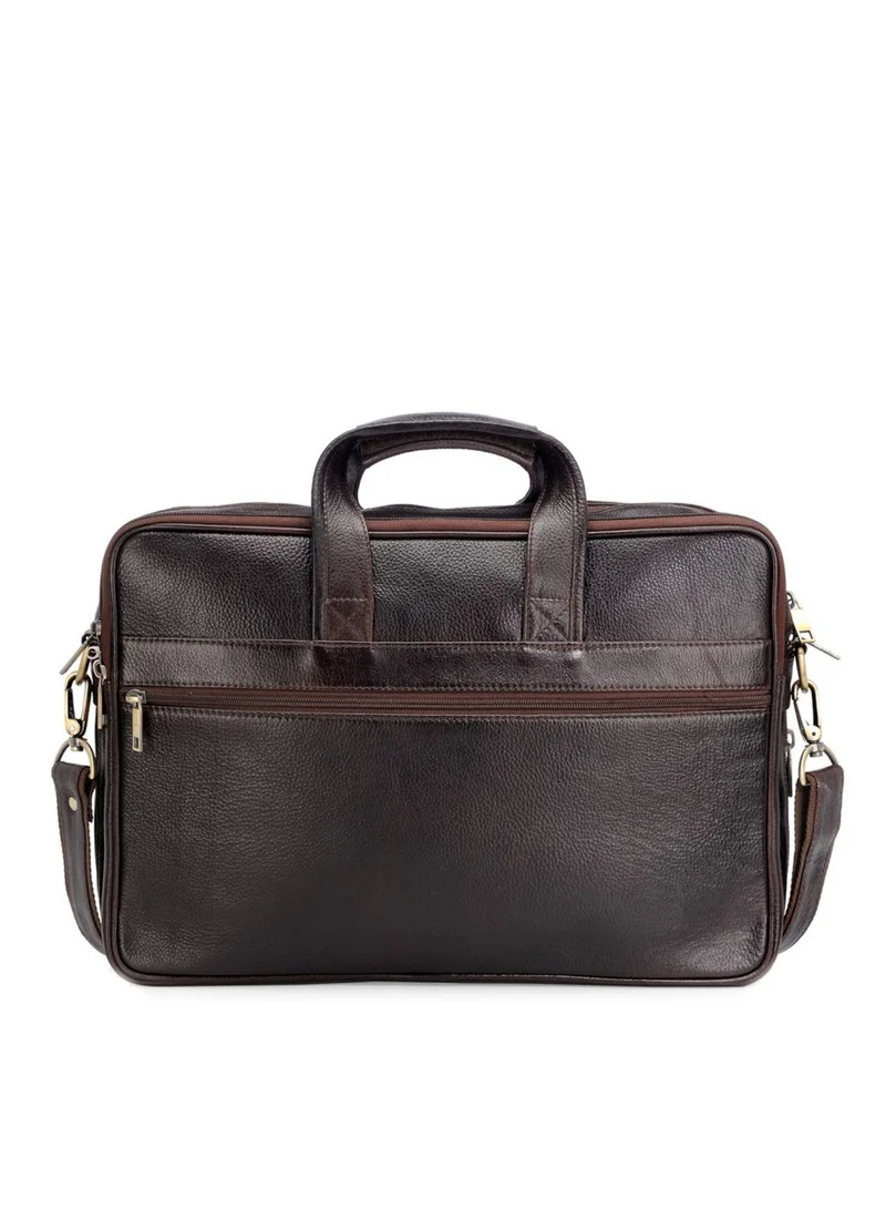 Teakwood 15 Teakwood Genuine Leather Laptop  Unisex Messenger Bag | Fits up to 15” Laptop | Brown Premium Business Briefcase | Multi-Compartment | Shoulder Strap | Durable Office & Travel Bag for Men | Best Price UAE