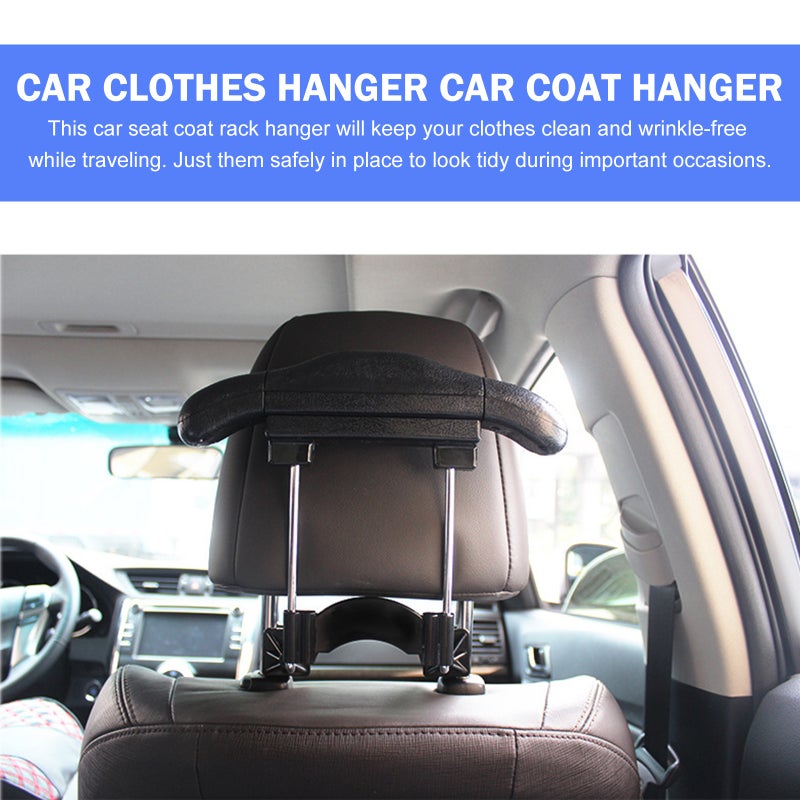 Car Seat Headrest Hanger Clothes Rack Mini Clothes Hanger for Coat Suits Shirts (Black) - Image 3
