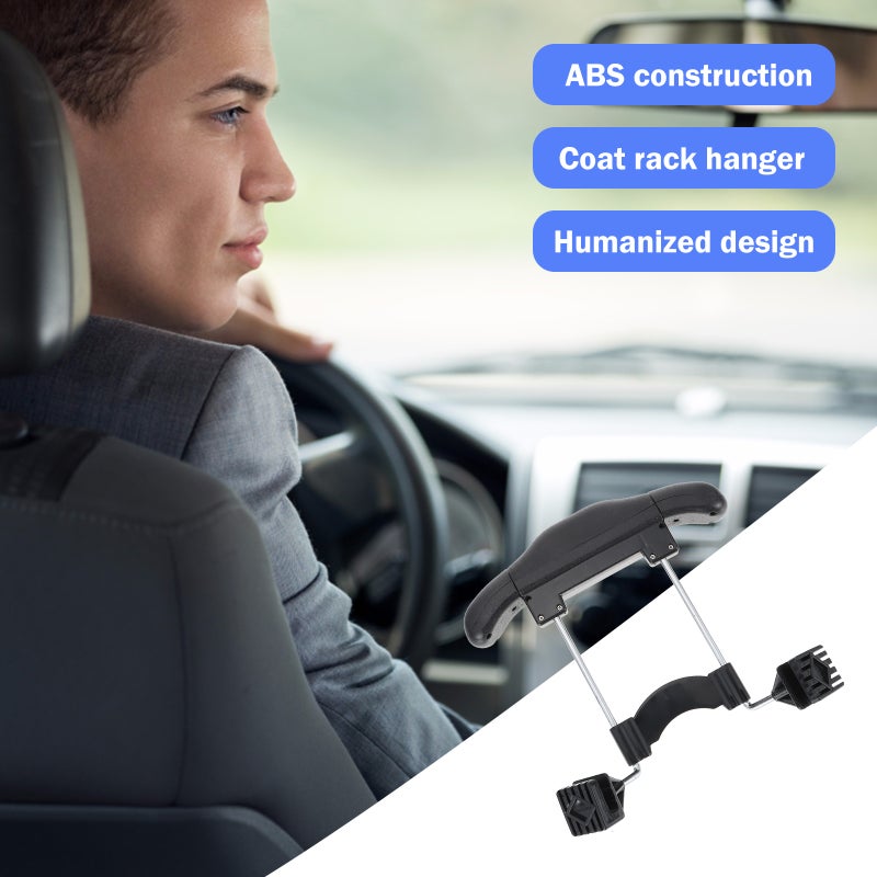 Car Seat Headrest Hanger Clothes Rack Mini Clothes Hanger for Coat Suits Shirts (Black) - Image 2