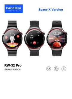 Haino Teko RW32 Pro Space X Version Round Shape Curved Display Smart Watch With 3 Pair Straps and Wireless Charger With 5 Times Pray Alarm and Tasbih Counter Designed For Mens and Boys Black  - Image 1