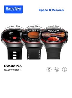 Haino Teko RW32 Pro Space X Version Round Shape Curved Display Smart Watch With 3 Pair Straps and Wireless Charger With 5 Times Pray Alarm and Tasbih Counter Designed For Mens and Boys Black  - Image 2