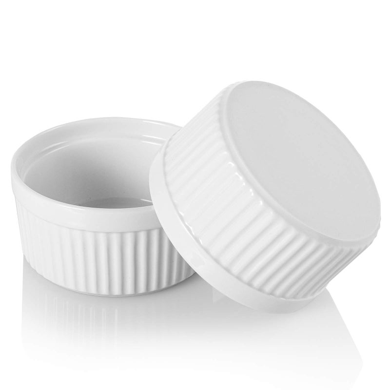 Foraineam 12 Pieces 8 oz Porcelain Souffle Dishes, Oven Safe Ramekins White Bakeware Set Dessert Custard Baking Dishes Cups for Baking, Cooking, Serving and More - Image 4